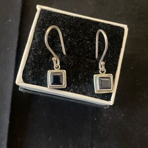 925 Silver Earrings w/Blue Stone